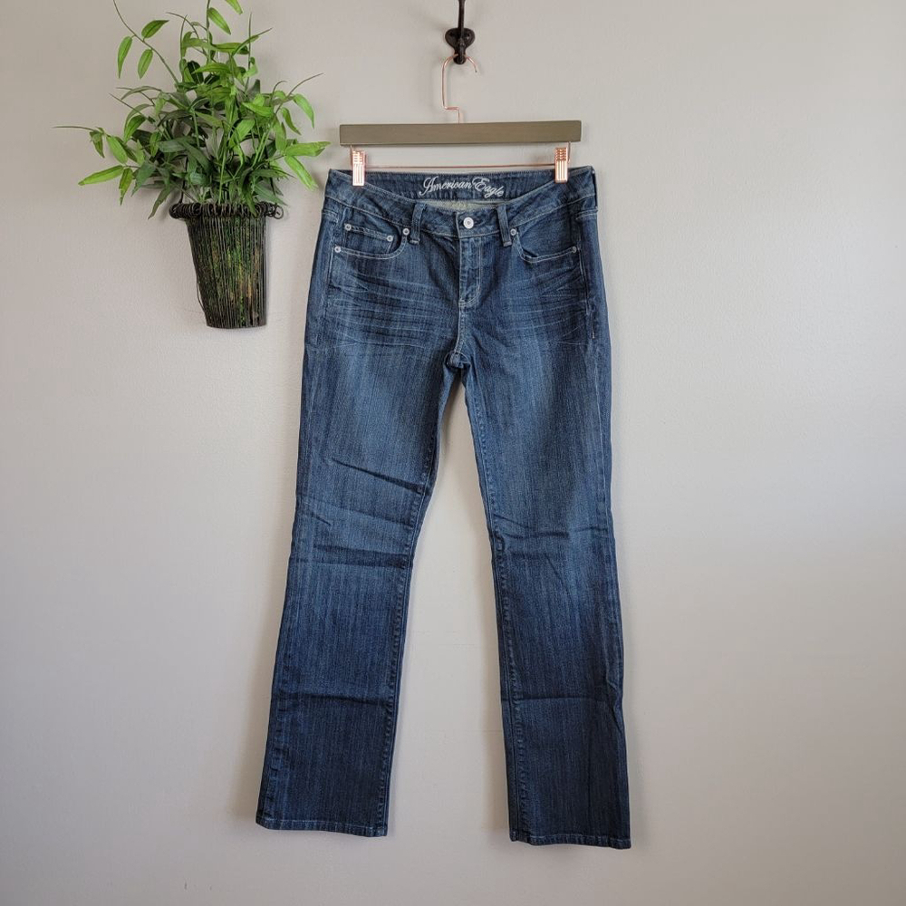 American Eagle True Boot Vintage Bootcut Dark Wash Low Rise Jeans AE 8 90s